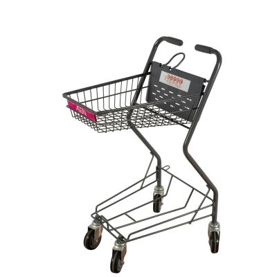 China Geschikt Gray Two Basket Shopping Trolley die de Mandkar vouwen van de Zinksupermarkt Te koop