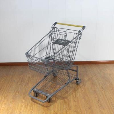 China 80L Galvanized Supermarket Trolleys Travellator Wheel Metal Shopping Trolley for sale