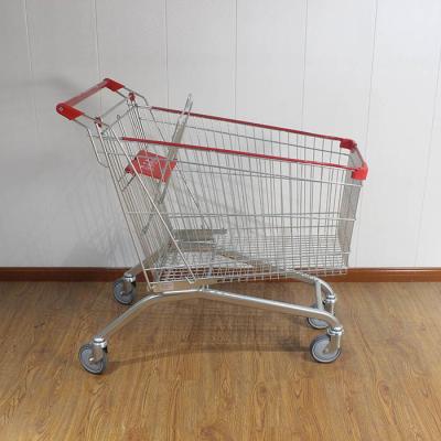 China 180L General store Galvanized European Market Supermarket Shopping Trolley with edge wrapping strips for sale