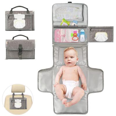 China 100% Eco-friendly Baby Portable Diaper Changing Pads with Built-in Head Pad and Pockets Waterproof Baby Diaper Changing Pad for sale