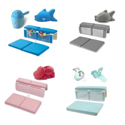 China Sustainable 4 Pcs Baby Bath Set Bath Rinser Tub Spout Cover Bath Kneeler Set for sale