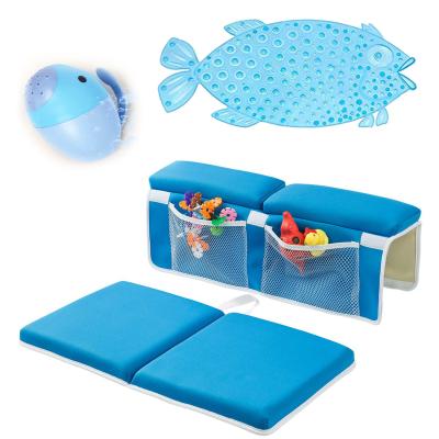 China Sustainable 4 Pcs Baby Bathing Products Bath Rinser Tub Mat Anti-Slip Bath Kneeler And Elbow Rest Pad Set for sale