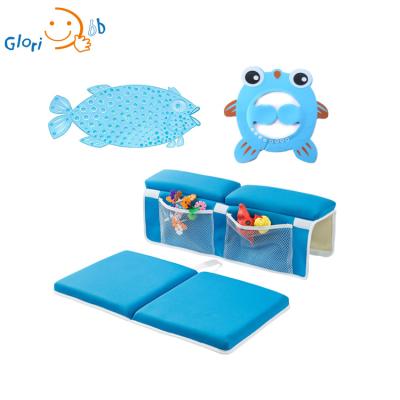 China 4 Pcs Baby Bathroom Gift Set Baby Bath Shower Cap Bathtub Anti-Slip Mat Bath Kneeler And Elbow Rest for sale