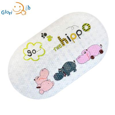 China Sustainable Cute Black Pink Hippo Hippos Safe Bathroom Non-Slip Mat for sale