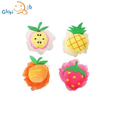 China Long Handle Kids Fruit Shaped Baby Bath Sponge Loofah Mesh Puff Shower Sponge for sale