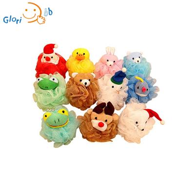 China Long Handle Baby Animal Shaped Material Cloth Towel Bath Sponge Loofah Mesh Breath Shower Sponge for sale