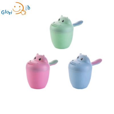 China Eco-freindly Cartoon Hippo Baby Shower Rinser Blue Pink Green Mug for sale