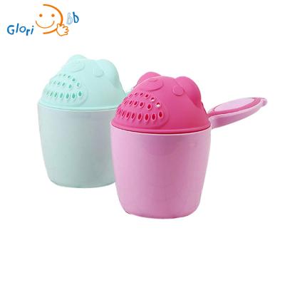 China Adorable Eco-freindly Cartoon Frog Baby Bath Spout Rinser Bath Shower Spoon Cup for sale