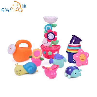 China Eco - Friendly Material Bathtub Toys Colorful Soft Rubber Flower Baby Bath Toys for sale