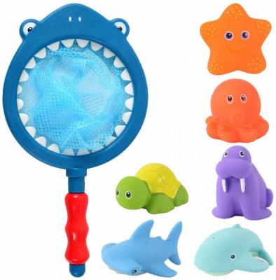 China Soft Whale Shark Tub Shower Floating Swimming Color Changing Eco-friendly Material Fishing Net Squirt Toys Baby Bath Toys Animal for sale