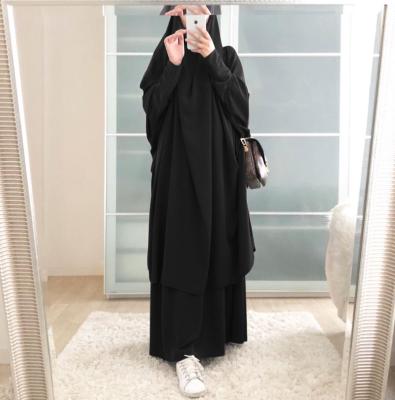 China Muslim Abaya Dress Modest Muslimah Styling Factory Supply Color Swing Abaya Long Dress Clothing Set Two Piece Ethnic Hooded Pure Direct Muslim Clothing Suit for sale