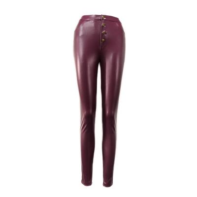 China Women Fashion PU Leather Long Pencil Breathable Top Selling Small Pants for sale