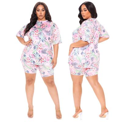 China Breathable African Clothing Shorts Sleeve Tops Casual Set For Mother Fashionable Floral Printed Designer Pajamas Two Piece Shorts Set Nightgown Wear for sale