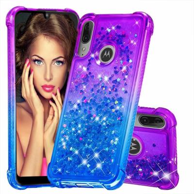 China Fashion Quicksand Gradient Design Shock Proof Liquid Shockproof Phone Case Back Cover For Motorola Moto E6 Plus for sale