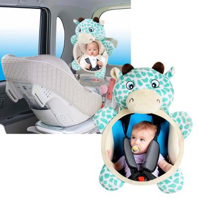 China Protect Babies Safety Baby Car Mirror Cute Cartoon Doll Rear Facing Adjustable Baby Car Mirror Rearview for sale