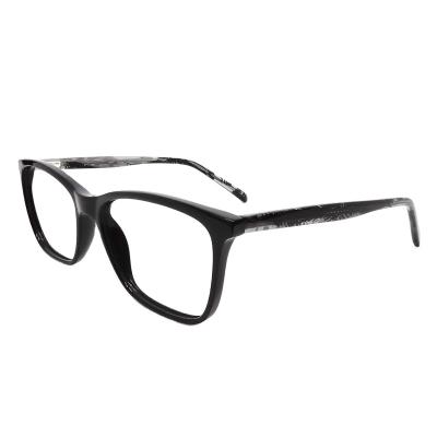 China 2021 Fashion Eyewear Stylish Women's Acetate Reading Glasses Men's Thin Acetate Optical Frame Simple Black Custom Popular Optical Frames for sale