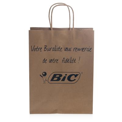 China Custom Printed Food Recyclable Logo Brown Kraft Paper Bag With Handle Cheap Price Shopping Paper Bag for sale