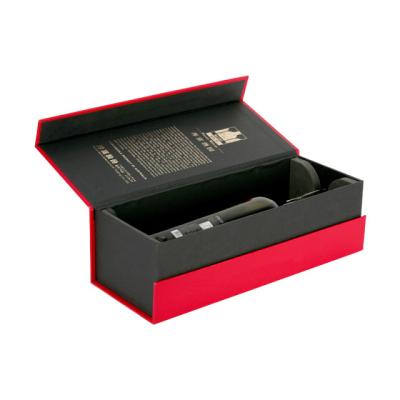 China Recyclable Handmade Black Magnetic Gift Box Paper Wine Gift Box Packaging for sale