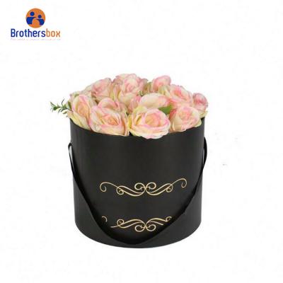 China Recyclable Golden Black Round Rose Flower Rose Box / Preserved Flower Box for sale