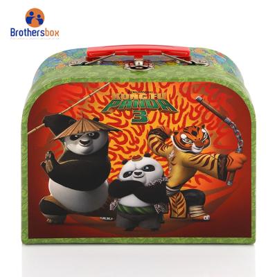 China Cartoon Handmade Paper Cardboard Travel Case Box Kids Paper Custom Made Suitcase With Handle for sale