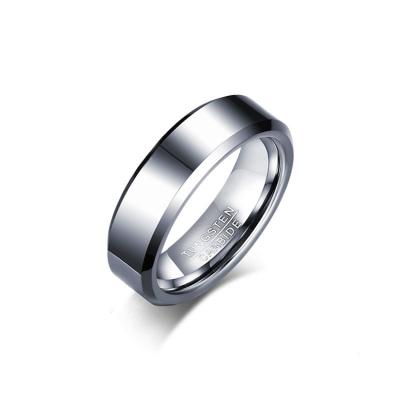 China TRENDY Mens Fashion Ring Custom High Finish 6mm Width Tungsten Carbide Black Silver Black Ring For Men Boy Fathers Day Gift for sale