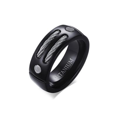 China TRENDY Men's Ring Fashion Jewelry Personalized 8MM Ring Men's Accessory Black Titanium Polished High Quality for sale