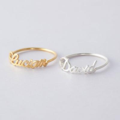 China TRENDY Fashion Jewelry 18k Gold Plated Rings Custom Personalized Letter Name Ring For Women for sale