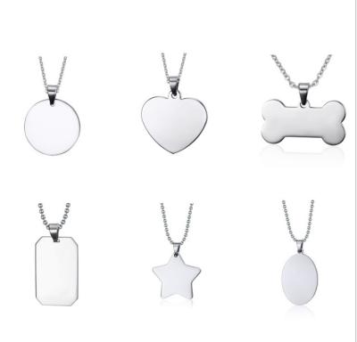 China Stainless Steel High Polished Minimalist Stainless Steel White Custom Engraved Geometric Necklace Pendant for sale