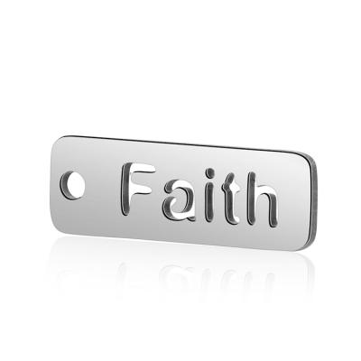 China High Polished Stainless Steel Hollow Charms Wholesale Laser Cut Faith Charms For Jewelry Making for sale