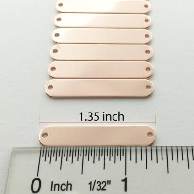 China Wholesale Fashionable Custom Pink Gold Bar Pendant Blank Stamping Blank Pendant For Bracelet Accessories for sale