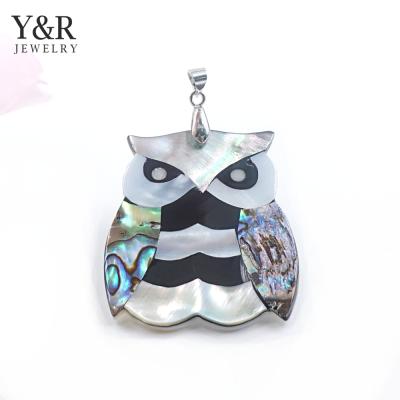 China Wholesale shell mosaic paua jewelry stainless steel abalone fashion cute owl pendant for girls for sale