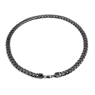 China FASHIONABLE Vintage Black High Grade Polished Stainless Steel Necklace Link Chain Cuban Necklace for sale