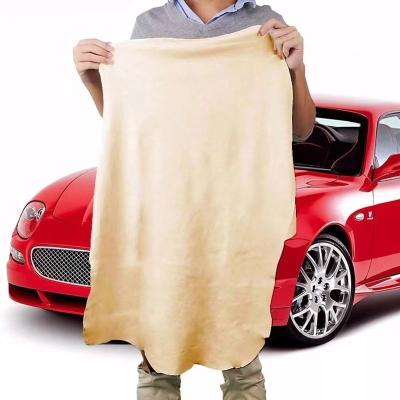 China Reuseable Wholesale Chamois Car Cleaning Cloth Drying Towels Genuine Sheepskin Chamois Leather for sale