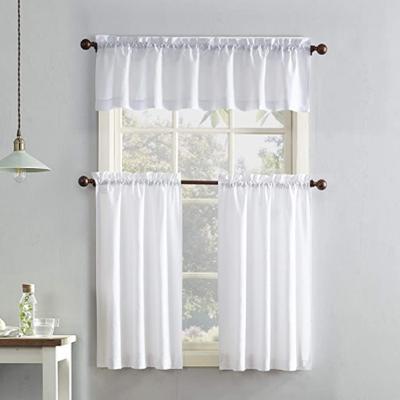 China Simple and Popular Conventional Microfiber 3-Piece Rod Pocket Kitchen Curtain Blackout Valance and Tier Set for sale