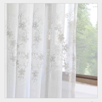 China New Design Floral Embroidery Sheer Curtain Decoration White Curtain for sale