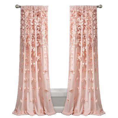 China Insulated Pink Bow Drapes Curtain Ruffles With Pleated Texture Apply To Rooms for sale