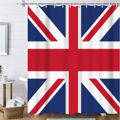 China Amazon Feature Flag Polyester Sustainable Waterproof Home Bathroom Printed Shower Curtain for sale