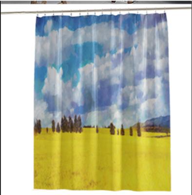 China Latest Sustainable Digital Oil Painting Printing Waterproof Designer 100% Shower Curtain Polyester for sale