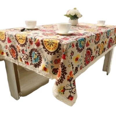 China Wholesale Oilproof Hafei Bohemian Style Table Cloth Table Covers Ethnic Linen Tablecloths for sale