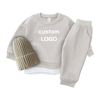 China Jogging clothes 2021 baby kids clothing sets boy sweatshirt LOGO sets kids casual blank casual pullover plain for sale