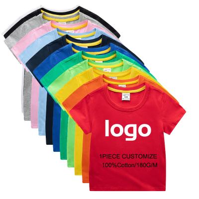 China Anti-pilling Kids Short Sleeve 100% Custom Logo Printing Sublimation Cotton Plain White Kids Baby Boys T-Shirts for sale