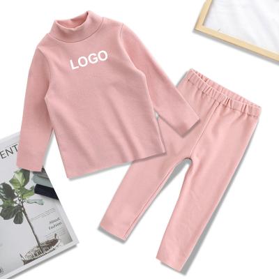 China Children's Two-Piece Set Children's Pajamas Sleepwear Homewear Autumn Clothing Set Boys Girls Solid Color Casual Underwear for sale