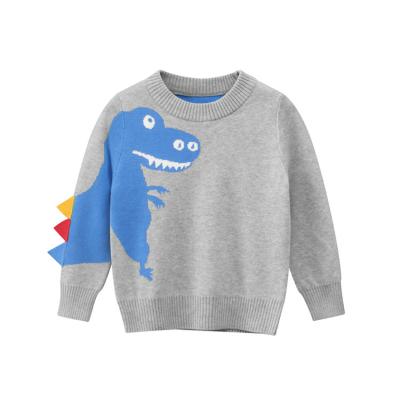 China Dinosaur Boys Sweater Cartoon Design Round Neck Chunky Anti Shrink Boy's Winter Long Sleeve Knitted Sweater For Boy for sale