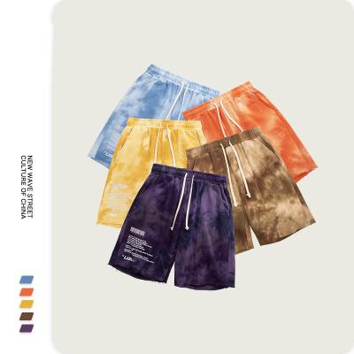 China 100% New Design Anti-wrinkle White Cotton Terry Tie Dye Men's Shorts French Sweat Shorts For Men's Shorts 2021 for sale