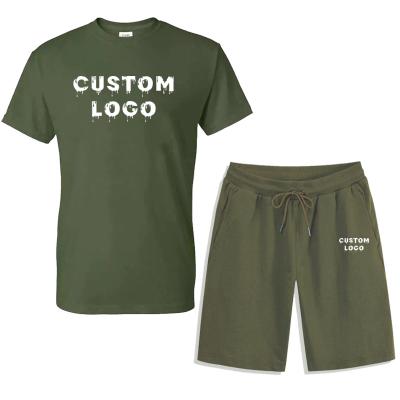 China 2021 QUICK DRY Customize Logo Short Men Set 100% Cotton Shorts Sleeve T-Shirt And Shorts Men Clothes Mens 2 Piece Short Set for sale