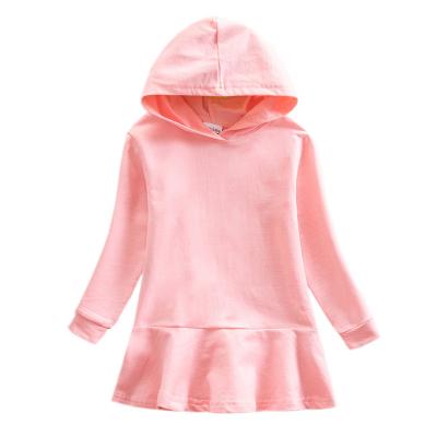 China Anti-wrinkle Skirt Hoodie Dress Custom Fashion Solid Drop Hoodies Kids Baby Pullover Cotton Spring Autumn Ruffle Sleeve Hoodie for sale