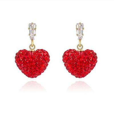 China Beautiful Red Heart Drop Earring Cherry Stud Earring Romantic Crystal Korean Style Vivid Charm Earring for sale