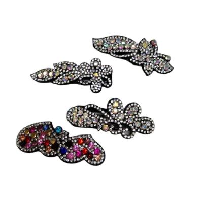 China Fashion Black BB Hair Clip Cloth Snap Hair Clip With Colorful Crystal for sale