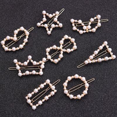 China New Design Decoration Shape Metal Head Hair Clip Different Hair Pin Star Hair Clip Pearl for sale