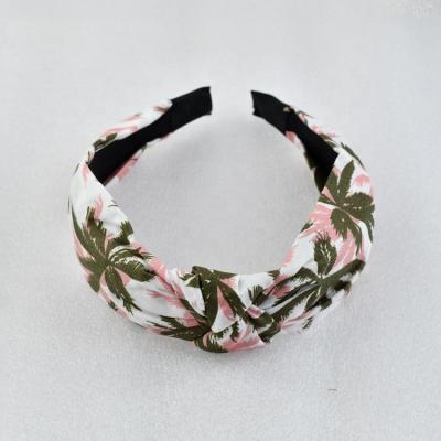 China Headband style head decoration European and American coconut tree printing head wrap tied head band for ladies for sale